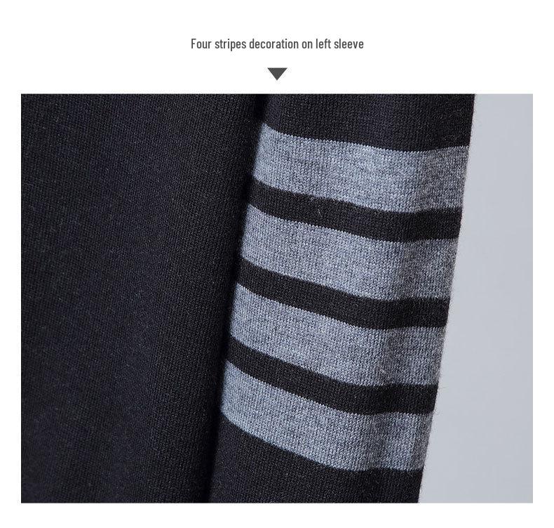 TB BROWIN High-Neck Sweater: Unisex Wool, Four-Bar, British Style