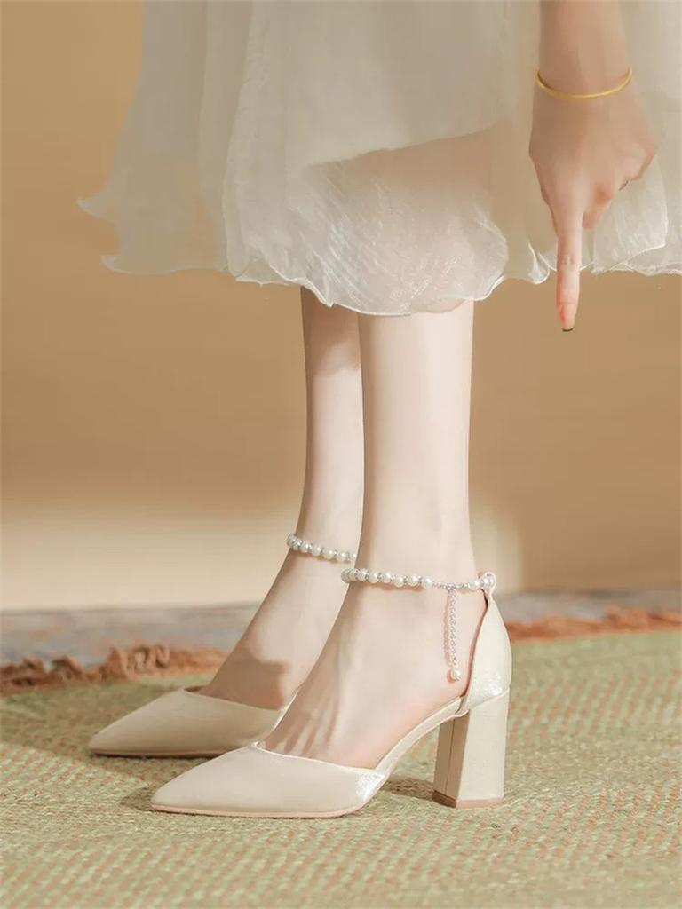 HO Coarse Heel Large Sandals 2026 Summer Gentle Match Skirt High Heels Hollow Non tiring Feet Single Shoes