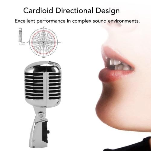 Classic Retro Dynamic Vocal Microphone, Old Vintage Style Unidirectional Cardioid Self-Tensioning Rotating Dynamic Vocal Microphone for KTV, Live Perf