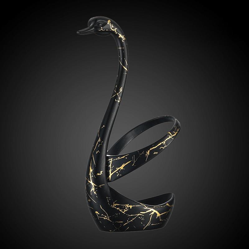 6pcs Set Stainless Steel Fruit Fork  Dessert Fork, Cake Two Tooth Fork, Creative Swan Base Tableware Storage Rack