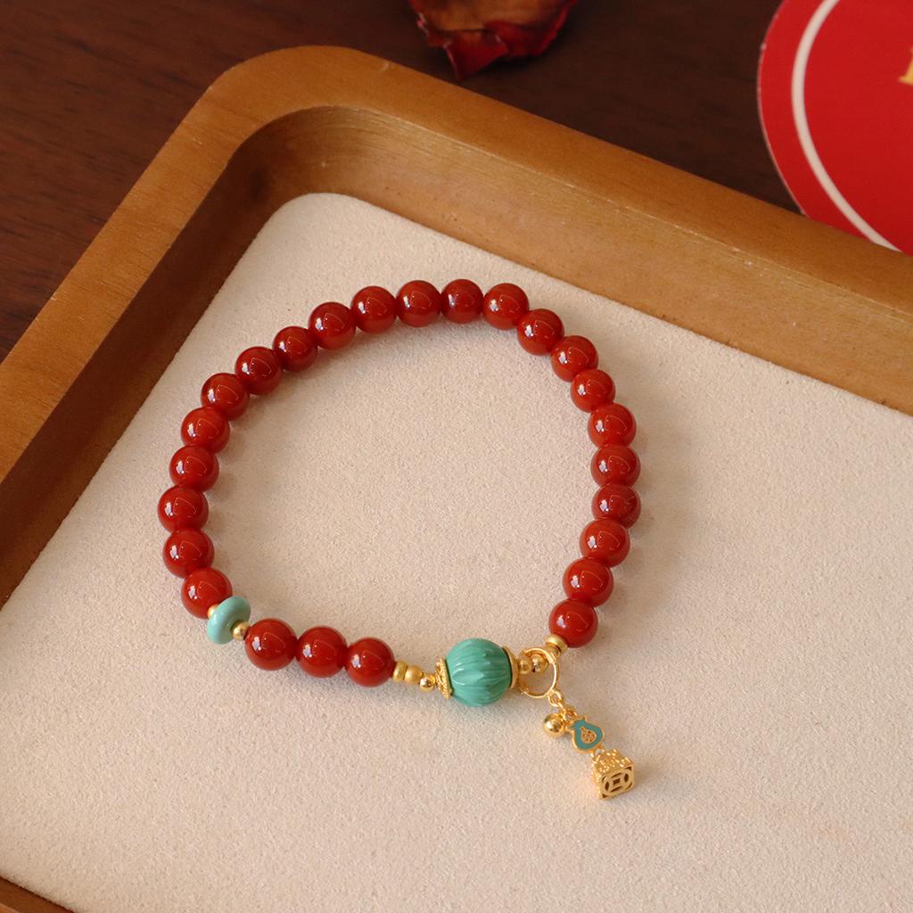 Natural Nanhong Agate Bracelet Beadedfashion Women Daily Jewelry Gift