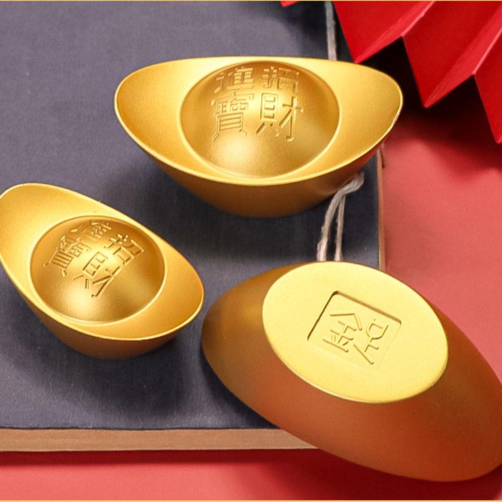 Pure Copper Treasure Bowl Ornament Solid Desktop Ornaments 5-size Gold Ingot  Living Room