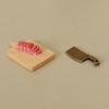 1 Set 1:12 Dollhouse Miniature Cookware Kitchen Knife Set Beefsteak Cutting Board Model for Doll House Kitchen Decor Toy