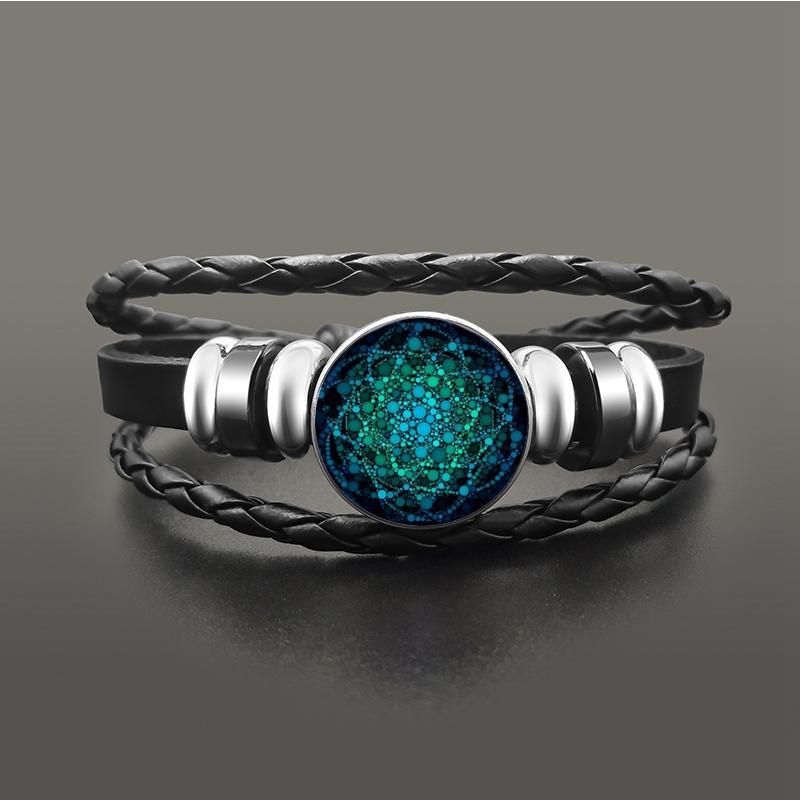 Vintage Om Yoga Chakra Mandala Snap Button Bracelets Classic Flower of Life Tree Adjutable Leather Bracelet Wristband Jewelry