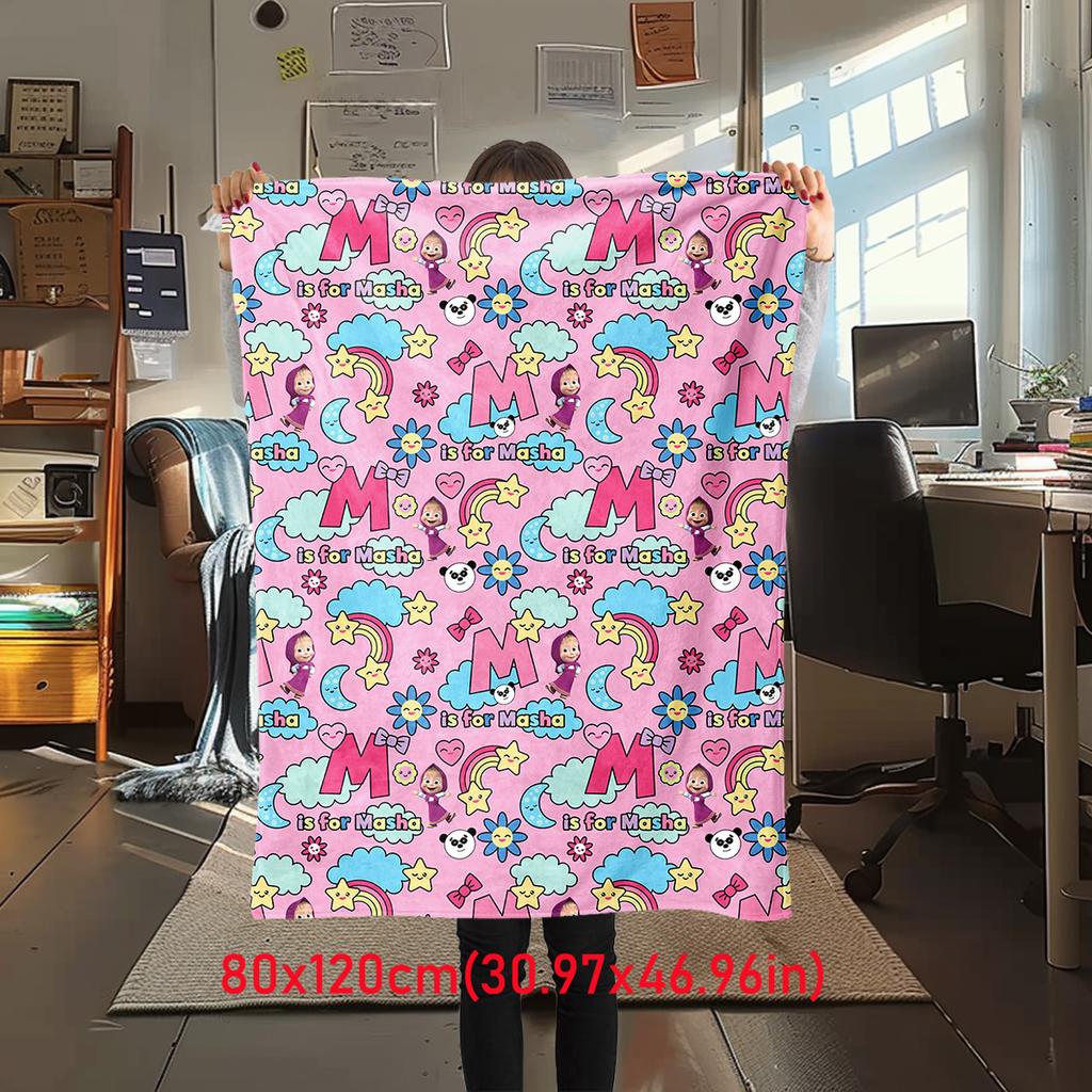 Russian animation Fairy Tale Masha and the Bear Cartoon Blanket Soft Four Seasons Home Bed Blanket Sofa Cover Office Napping Picnic Blanket M3