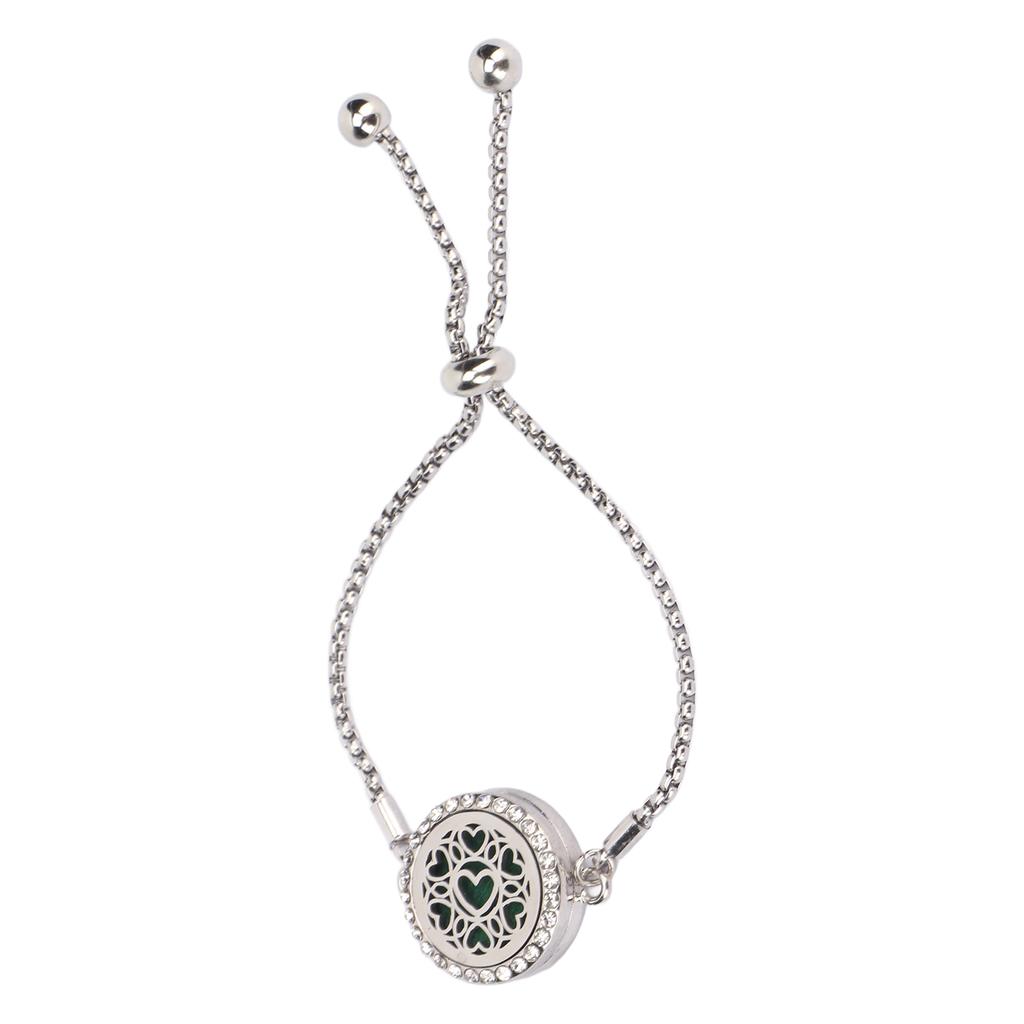 Pulsera difusora de aromaterapia hueca de acero inoxidable ajustable con aceite esencial y perfume