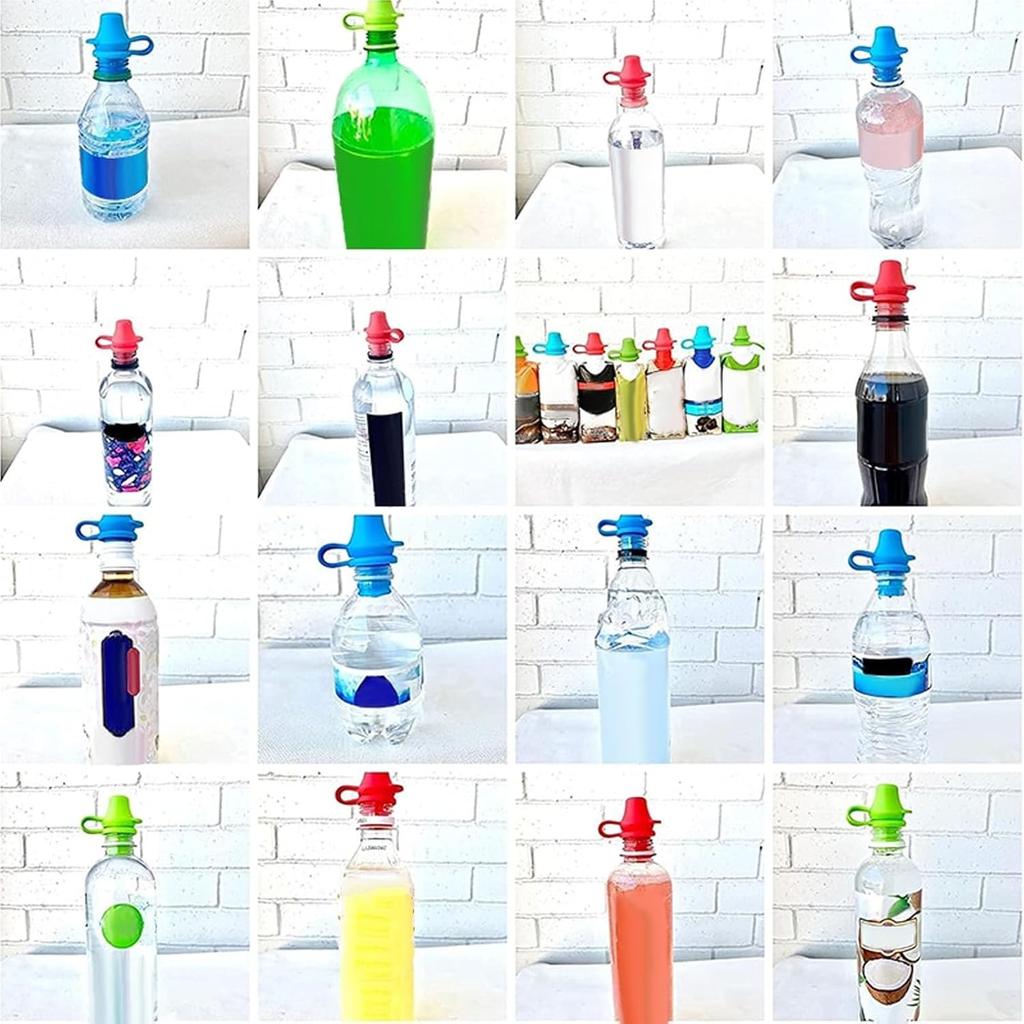 4PCS No Spill Water Bottle Caps, Silicone Universal Bottle Spout Adapter Water Bottle Topper for Toddlers Baby Adults Children