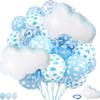 38 Pcs 12 Inch White Blue Transparent Cloud Printed Latex Balloons Aluminum Foil Balloon Birthday Baby Shower Party Decoration