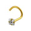 18 Karat massiver Gelbgold-Schraub-Nasenstecker-Schmuck | 2,5 mm quadratischer CZ-Zirkon-Diamant-Brokat mit 4 Zinken