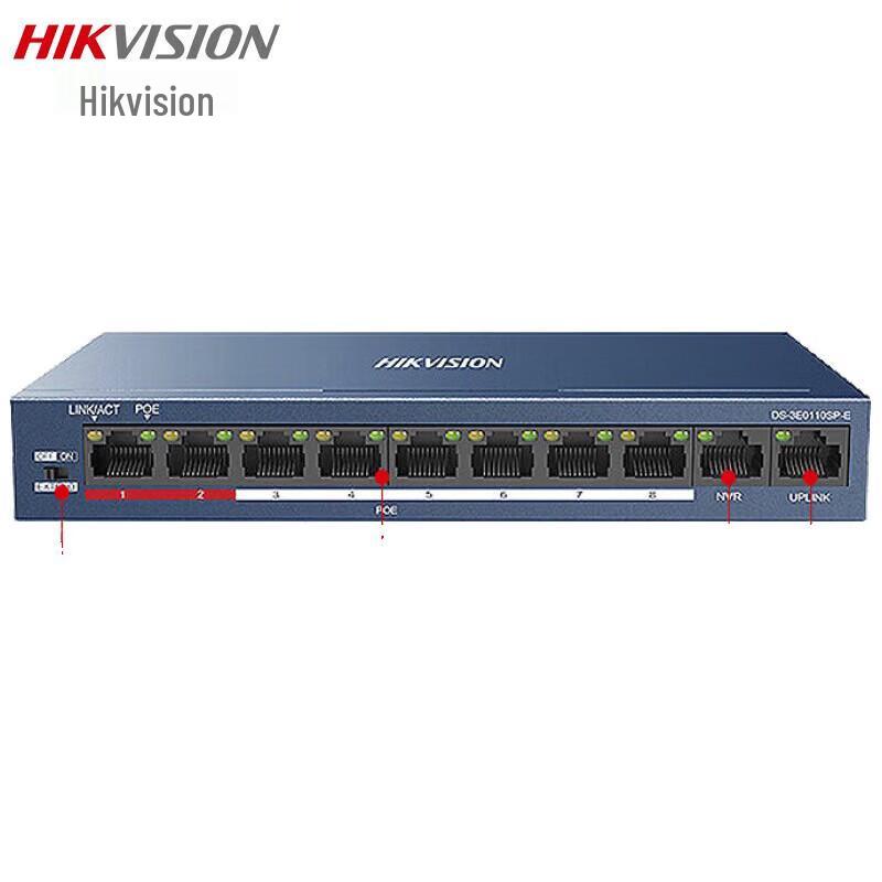 

Hikvision 10-Port Fast Ethernet PoE Switch CN plug (adapter included)