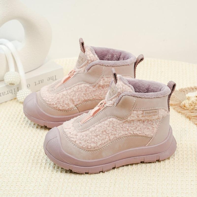 

Зимние теплые ботинки для девочек с флисовой подкладкой и утолщенной нескользящей мягкой подошвой, хлопковая обувь 37 розовый