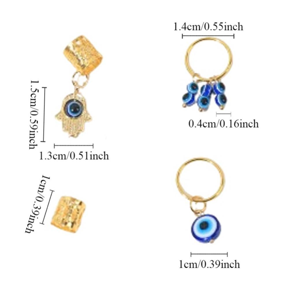 16pcs Dread Locks Dreadlocks Beads Evil Eye Hair Braid Tubes Hollow Out Hair Ring Women