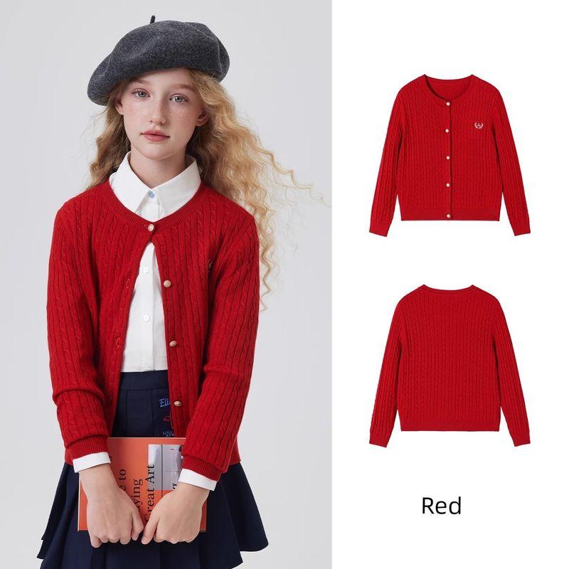 Navigare Italian Small Sailboat Girls' Knitted Cardigan 2026 New Spring Thin Children's Wool Sweater Jacket