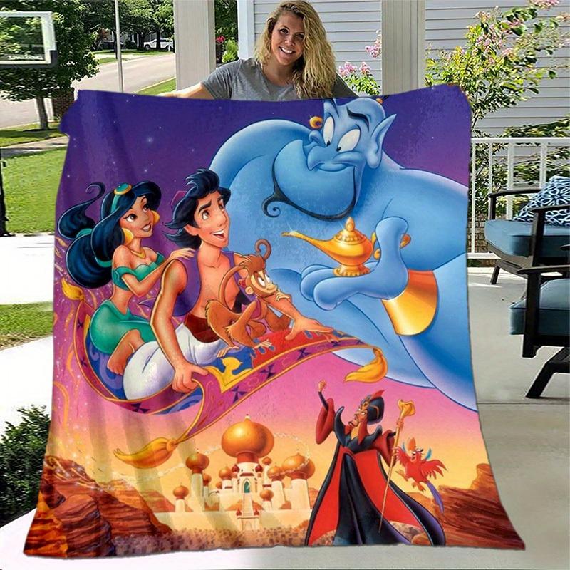 1pc. Blue Genie Holding Magic Lamp Flying Carpet for Home Office Outdoor Blanket Gift Suitable All Seasonsz0417201