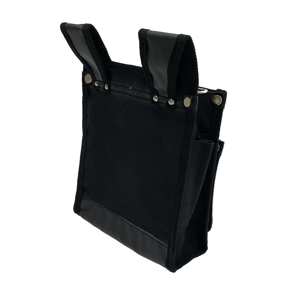 SK11 Canvas Tobi Waist Pouch, 2-Tier, Black, TSH-2DBS-BK, Slim, Reinforced Bottom, with Inner Pocket