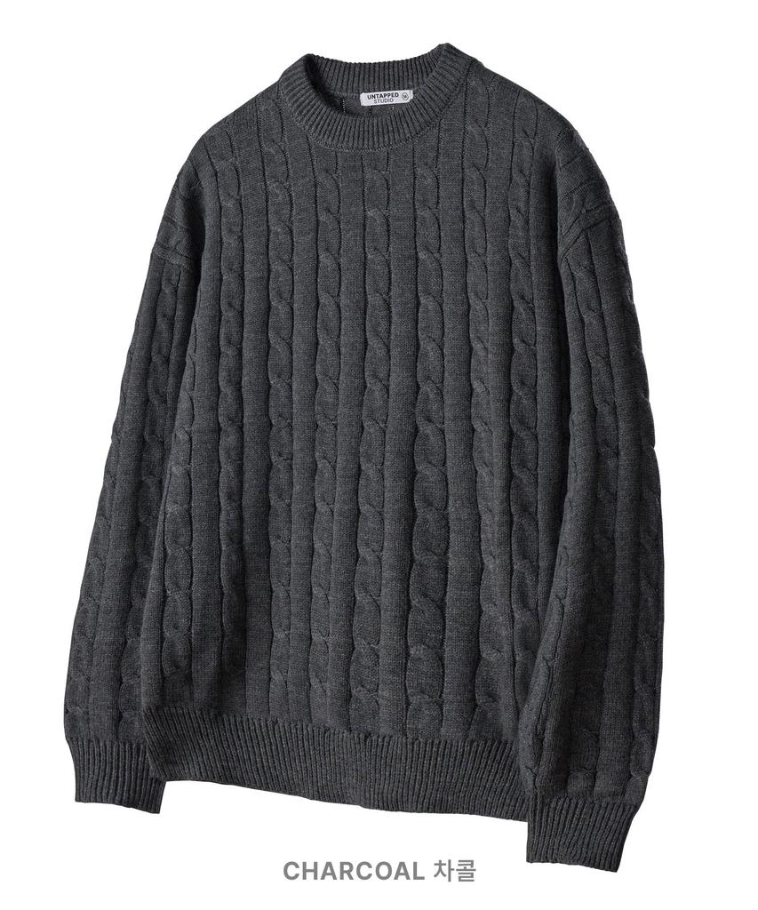 UNTAPPED STUDIO [Set] Oversized Cable Collar Knit Or Oversized Round Knit (Type B)