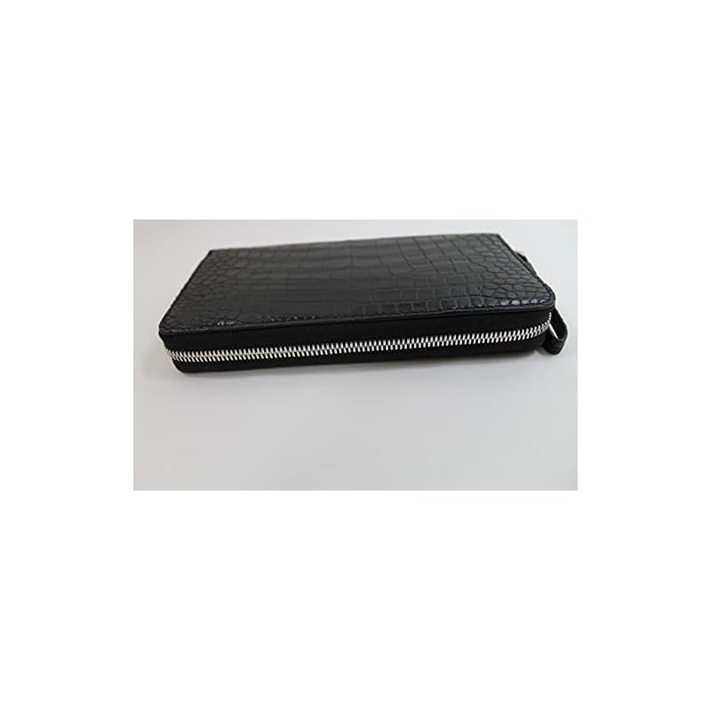 [High-class kimono store] crocodile long wallet men's ladies genuine one piece of leather centering Crocodile inside too Unrivaled black matte finish