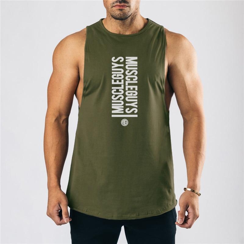 Muscleguys Ärmelloses T-Shirt Herren Baumwolle Atmungsaktiv Tanktop Sommer Leicht Locker Sport Fitness Weste