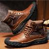 Men's Genuine Leather Outdoor & Casual Hiking Shoes - Plus Size Available Leather Men Boots Split Leather Casual Leather Shoes Men Ankle Boots