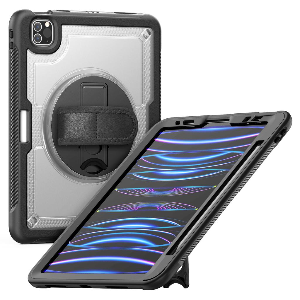 Tablet Case For iPad Air (2022)/(2020)/Pro 11 (2022)/(2021)/(2020)/(2018) Kickstand PC + TPE Cover with Hand Strap