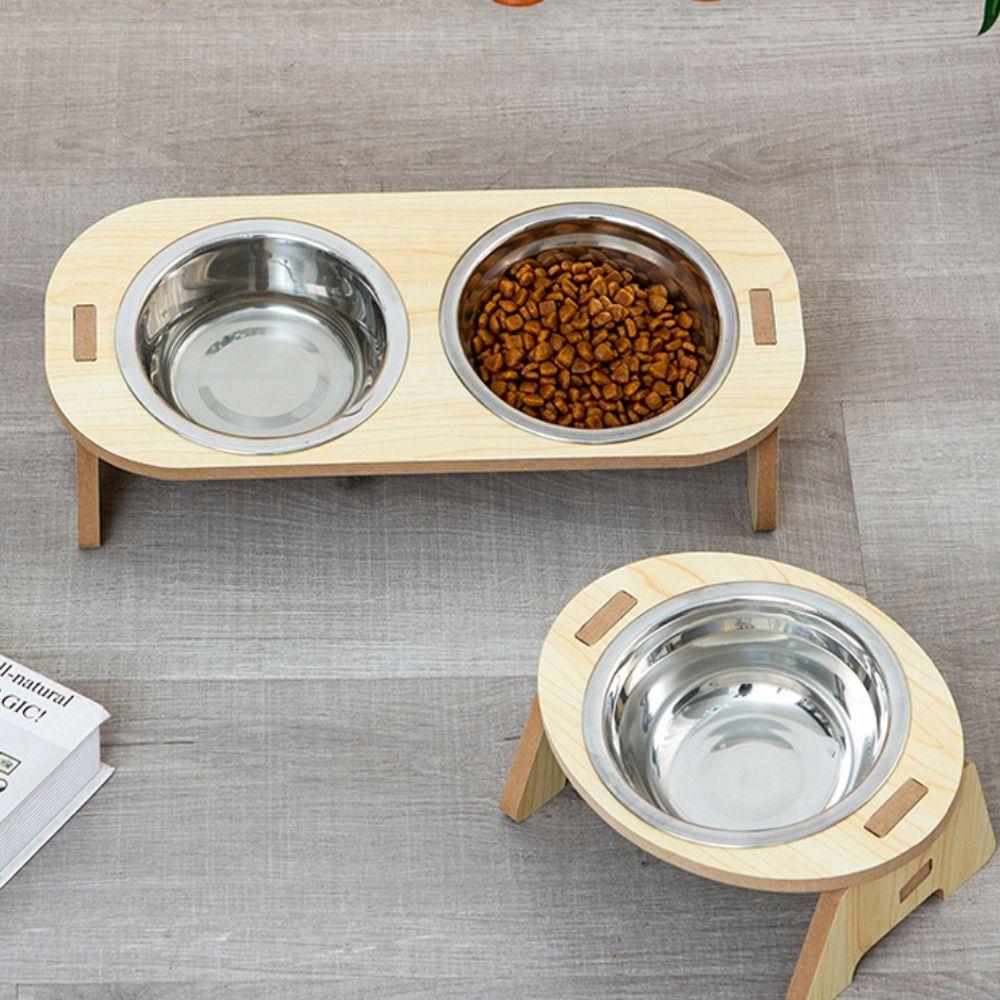 Wooden Cat Food Bowl Non-Slip Dog Food Bowl Practical Cat Food Container  Home