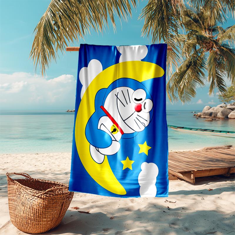 Proof Beach Towel with Doraemon Pattern - Soft,absorbent,quick-drying,machine Washable - Perfect for Swimming,camping,bathing