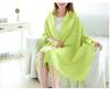 Women's Korean Style Knitted Plaid Tassel Shawl: Thick, Double-Sided & Versatile Winter Scarf