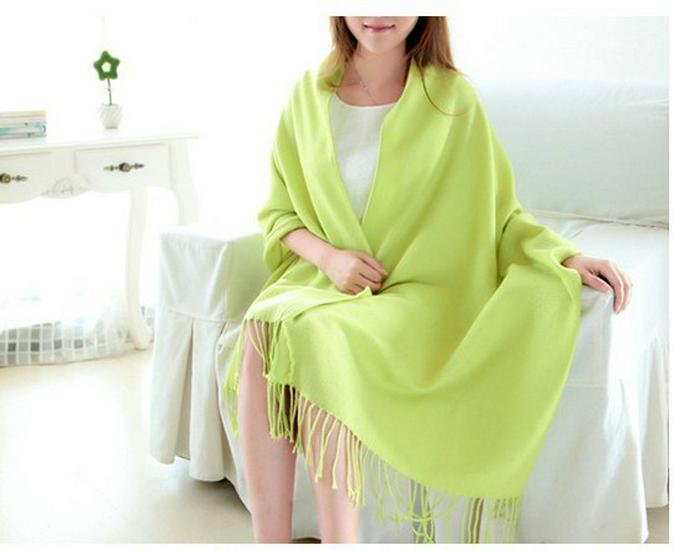 Women's Korean Style Knitted Plaid Tassel Shawl: Thick, Double-Sided & Versatile Winter Scarf