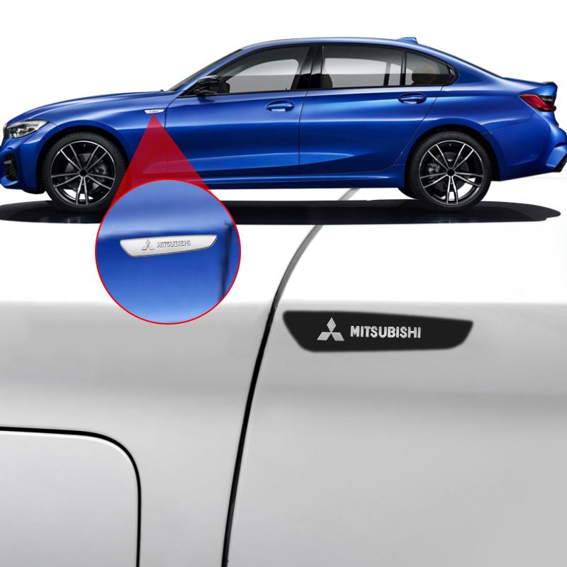 2 stuks 3D Auto Carrosserie Spatbord Zijembleem Achterklep Badge Stickers Voor Mitsubishi Outlander Lancer 9 10 Pajero L200 EX ASX Creatief