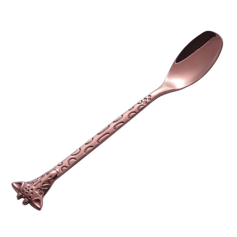 304 stainless steel dessert spoon fork stirring spoon creative cartoon giraffe cake ice cream coffee spoon fork