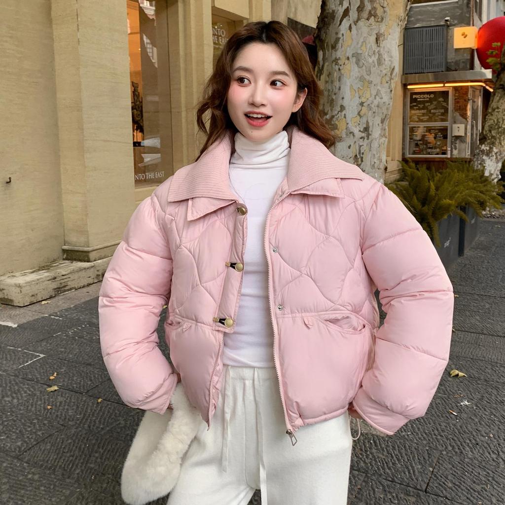 Herbst Winter Verdicken Warmer Parka Damen Lässig Süß Einfarbig Große Tasche Lockere Jacken Oberbekleidung