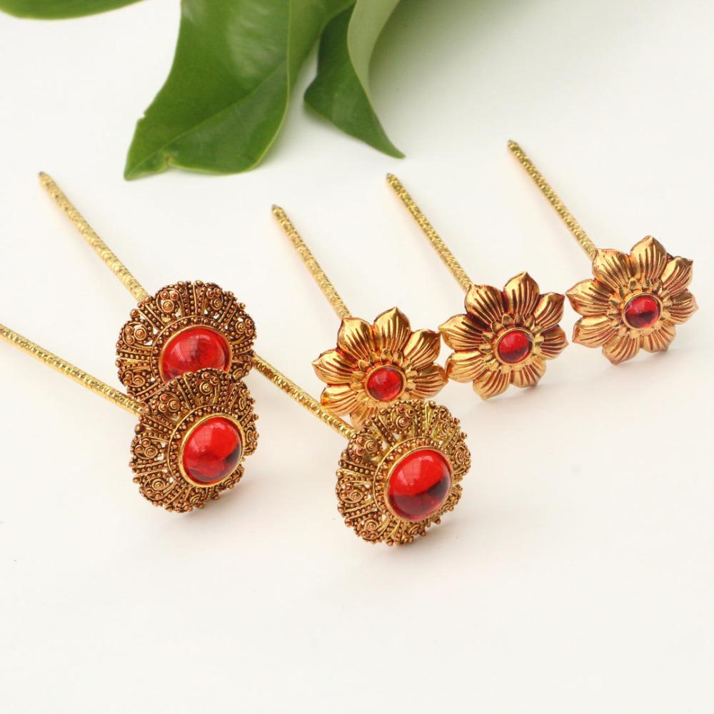 Hollow Out Thai Hair Stick Flower Gold Hair Fork Vintage Dai Style Hairpin  Hair Styling Accessory