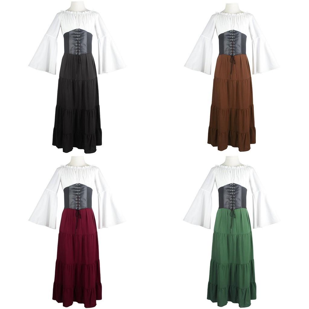 Ages Cosplay Middle Clothing Belted Dress Party Dresses Polyester Women Retro