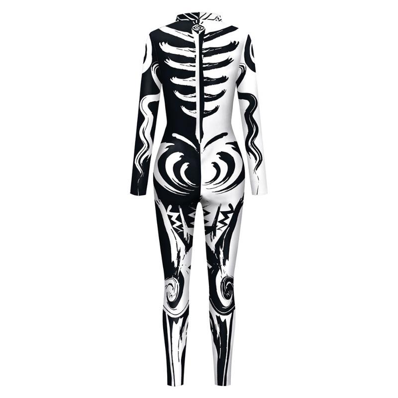 Halloween ladies graffiti tights skeleton digital printing new stage performance clothes yoga clothes onesie women