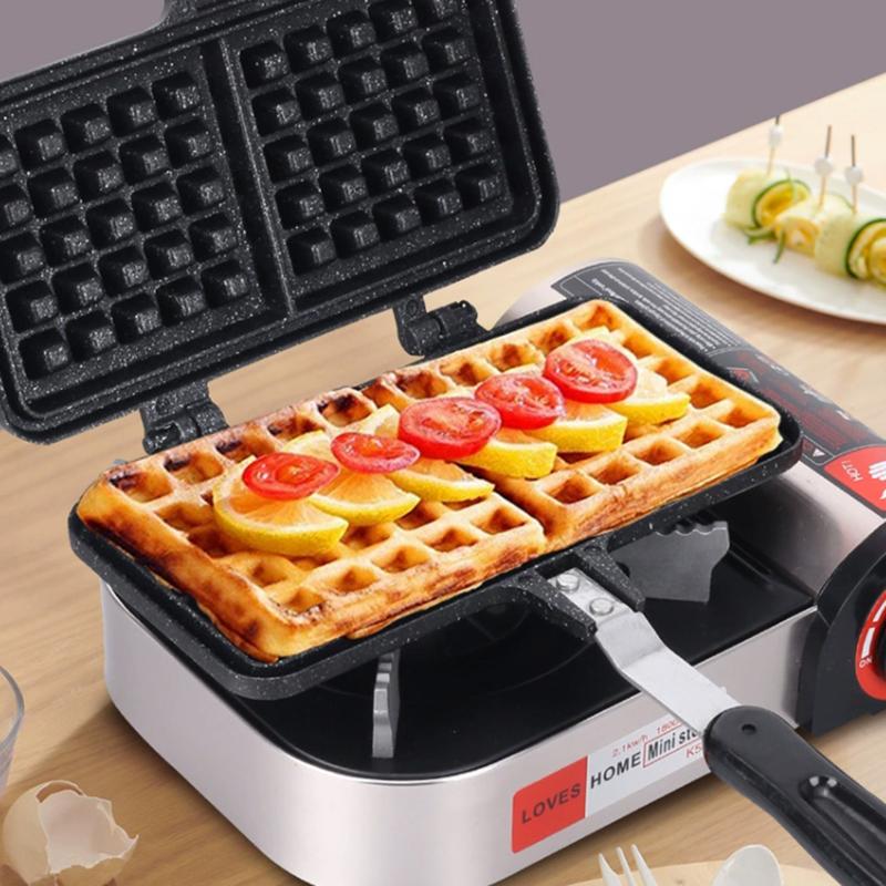 Breakfast Waffle Cake Baking Maker Pan Bubble Egg Pan Nonstick Bread Toast Frying Pan Double Side Kitchen Cooking Tool Portable