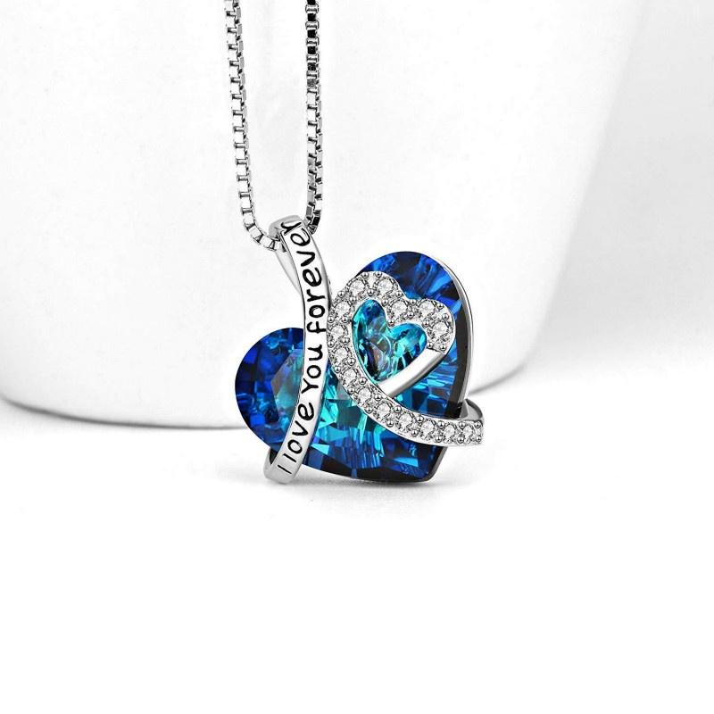 I Love You Forever "Crystal Heart Pendant Necklaces Woman Crystal Choker Necklace