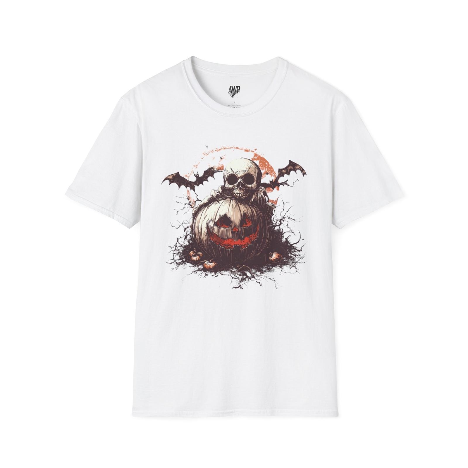 Scary Halloween Skull Unisex T-Shirt, Funny Bat Halloween Pumpkin T-shirt S
