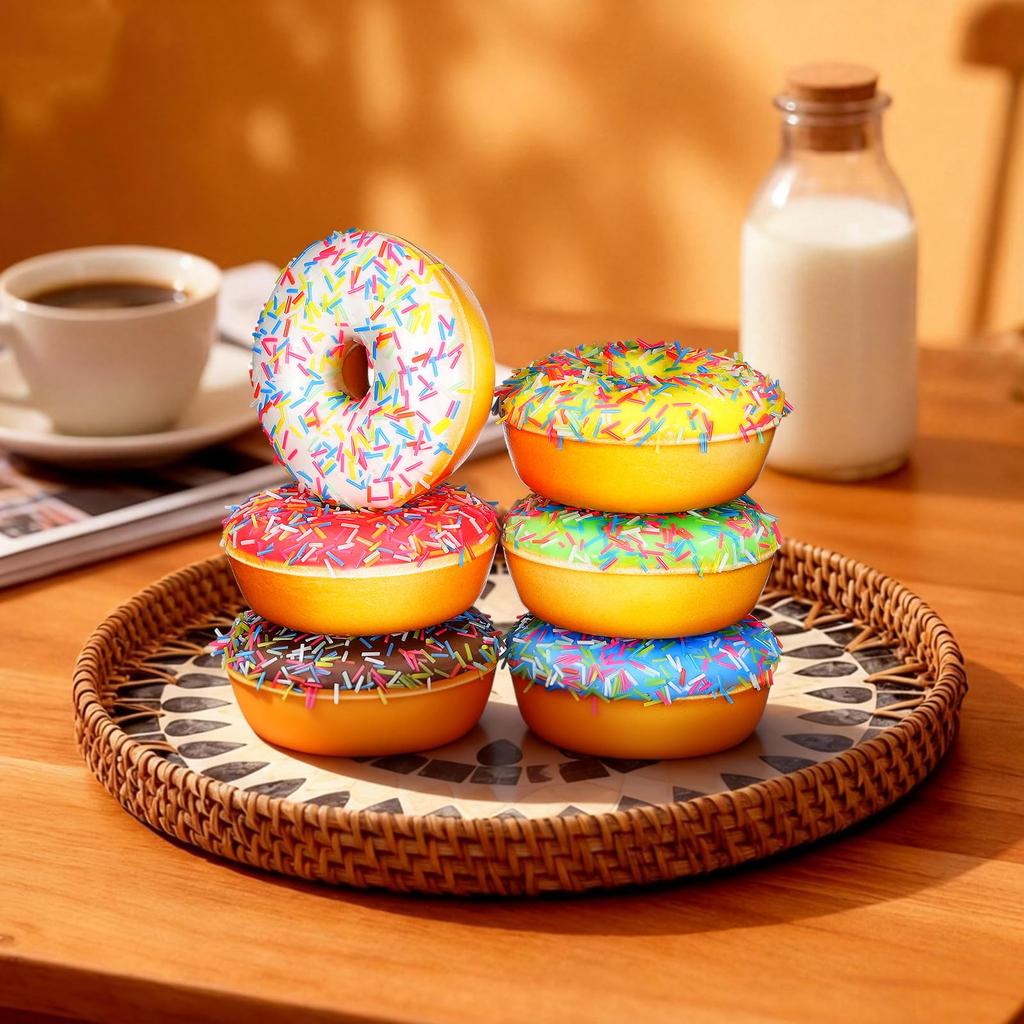 NUOLUX 6pcs Donut Models Realistic Donuts Donut Floats Donut Squeezes Food Bread Models Party Decorations Home Decorations Dollhouse Donuts Food