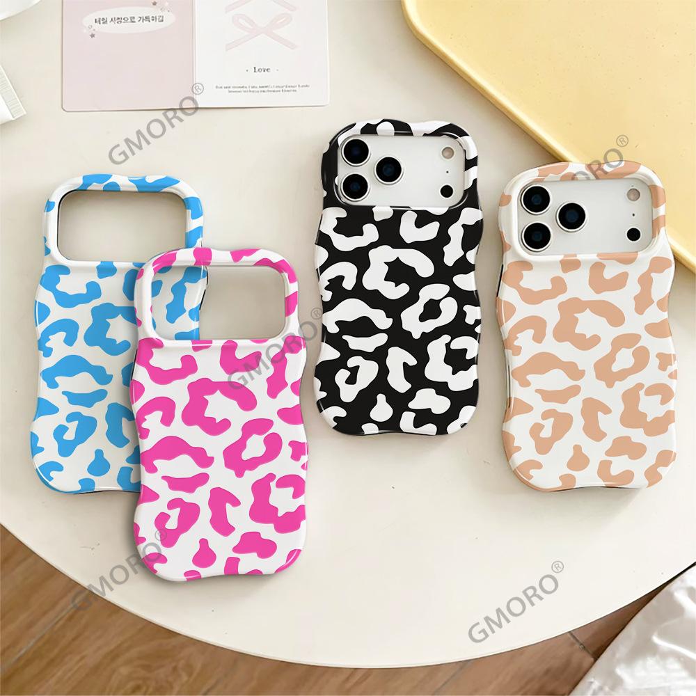 Fashion Creative Dopamine Leopard Print Apple 16 Mobile Phone Case Film 2-in-1 Wave Edge iPhone17 Premium Sense