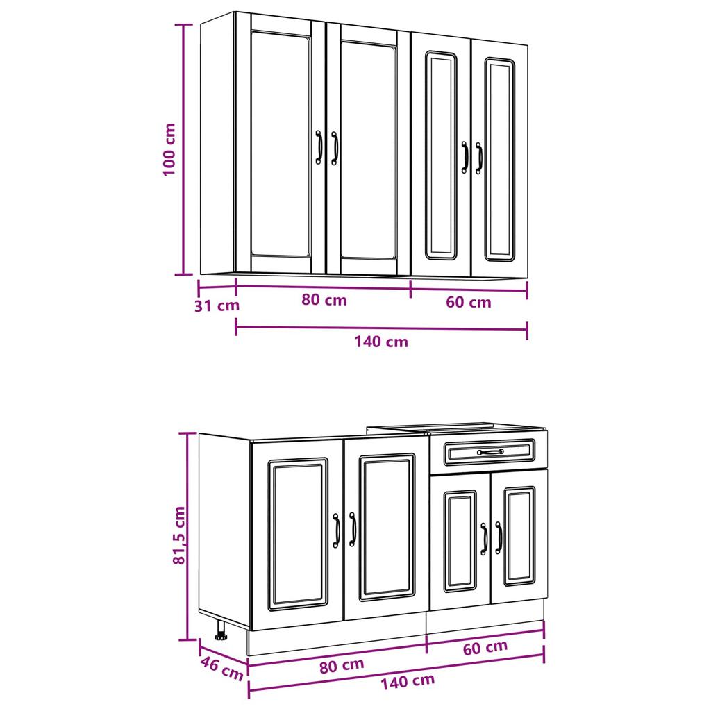 Kitchen Unit KALMAR 4 Pcs Concrete Grey Engineered Wood