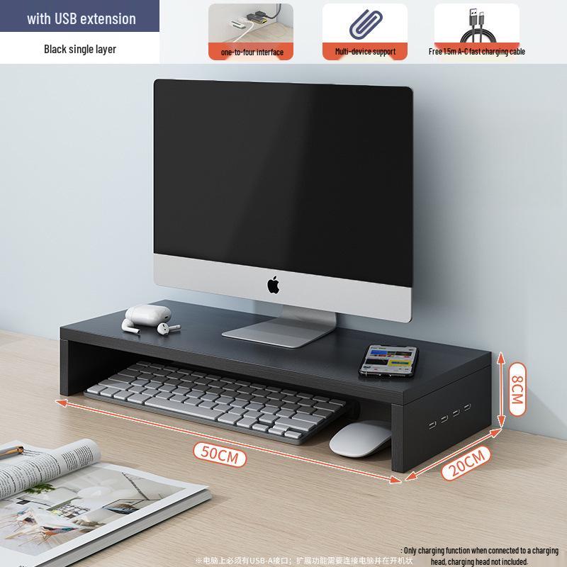 Desktop Monitor Stand and Laptop Riser with Office Storage