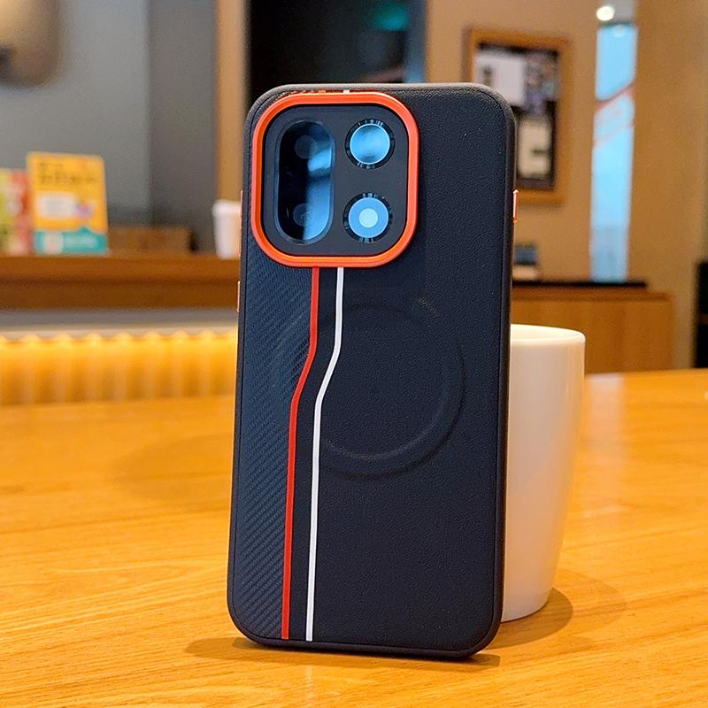 

For OnePlus 15 OnePlus 13 magnetic phone case, featuring striped texture, electroplated decoration, and a smooth feel OnePlus 13