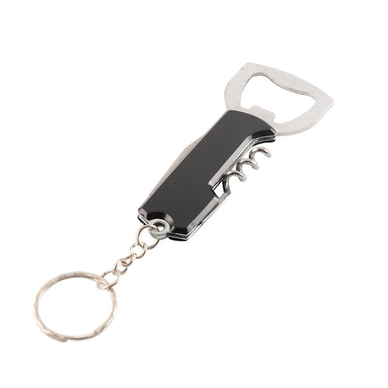 3 in 1 Keychain Beer Bottle Opener Stainless Steel Portable Red Wine Beer Bottle Opener Foil Cutter Corkscrew Kitchen Tool