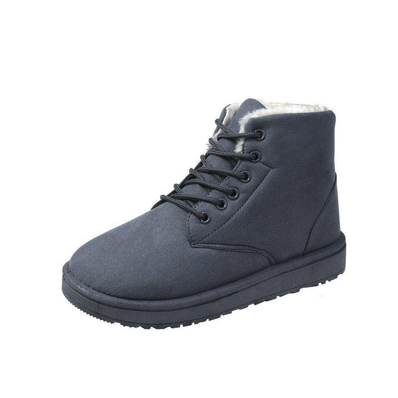 Autumn and winter new Martin boots women's cotton boots fleece thermal short boots flat-bottomed lace-up boots children's snow boots