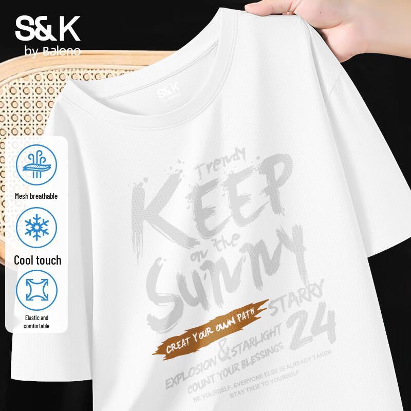 Baleno S& Series Men s American Letter Print Short Sleeve T-Shirt 4XL