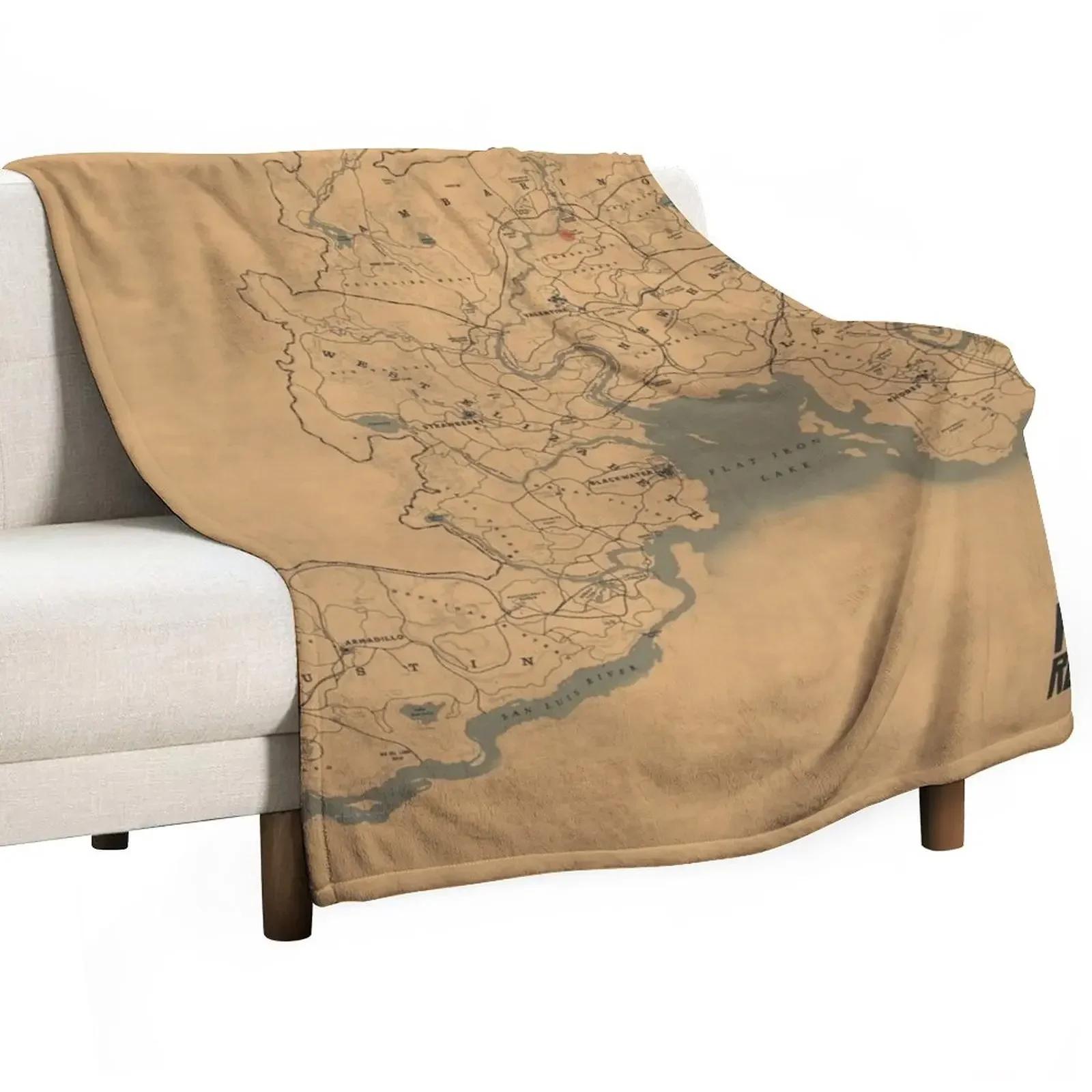 Red Dead Redemption 2 Map Poster - RDR2 Map Throw Blanket Designers halloween Nap Tourist Blankets 75X95CM