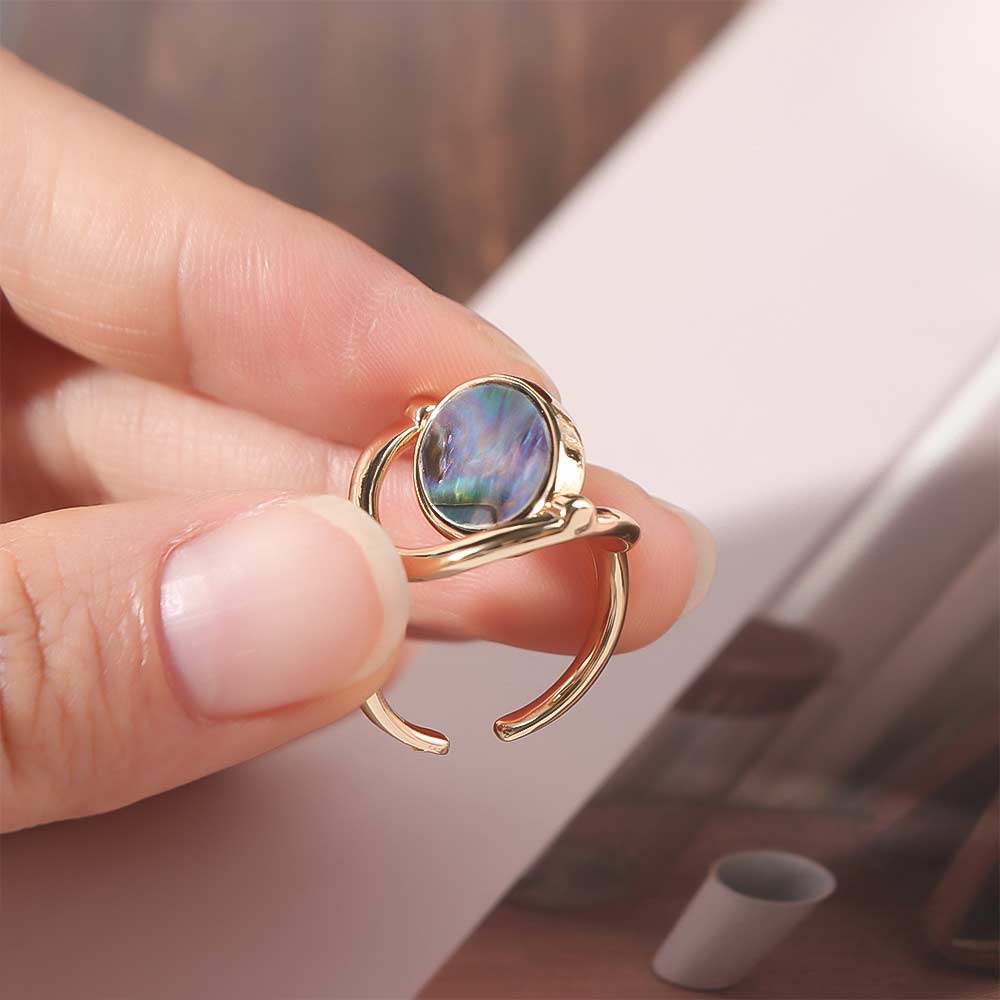 Double Sided Flippable Rings Finger Jewelry Rotatable Opal Rings Geometric Oval Rings  Girls