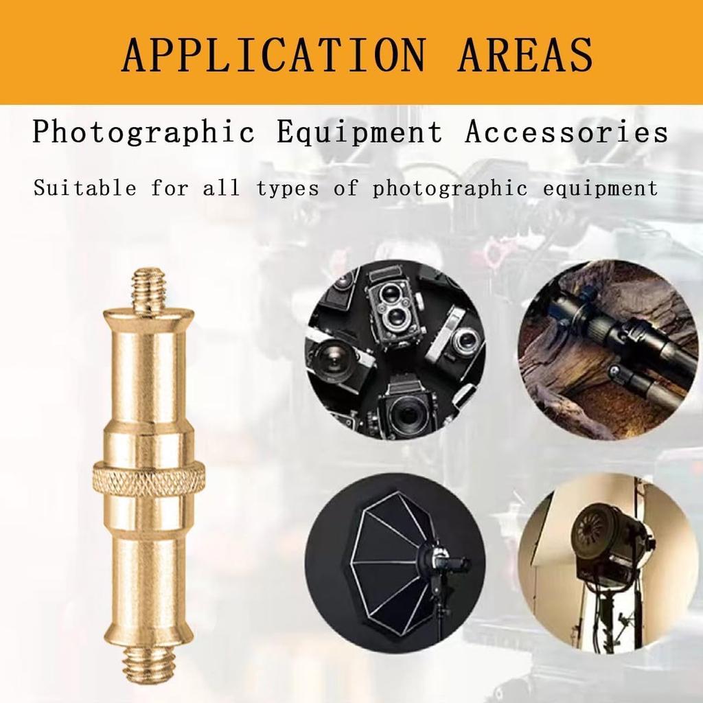 4 PCS Standard 1/4 to 3/8 inch Metal Convertor Threaded Screw Tripod Adapter Spigot Stud for Flash Holder, Studio Light Stand, Ball Head (Copper)