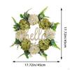 Hello Spring Wreath Hydrangea Artificial Flower Floral Garland Hanging Ornament for Front