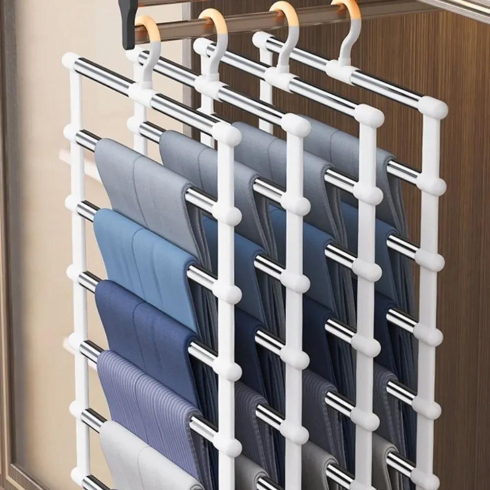 Folding Pants Rack Multi Layer Trouser Hanger Space Saving Household Pants Racks Foldable Simplicity Wardrobe Storage Hangers
